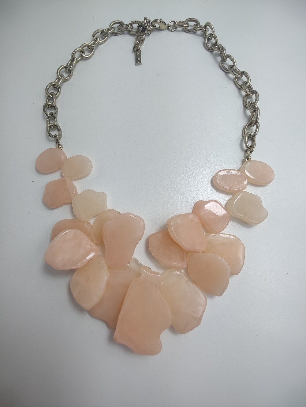 Sugarfix by BaubleBar Peach Pink Lucite Statement Necklace Glossy Layered Bib